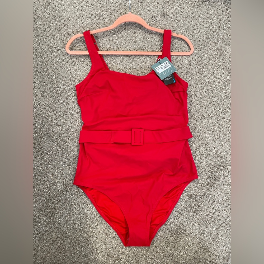 Brand New Serene Underwire Belted One-Piece Swimsuit 34H